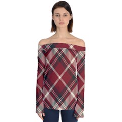 Tartan Scotland Seamless Plaid Pattern Vector Retro Background Fabric Vintage Check Color Square Off Shoulder Long Sleeve Top