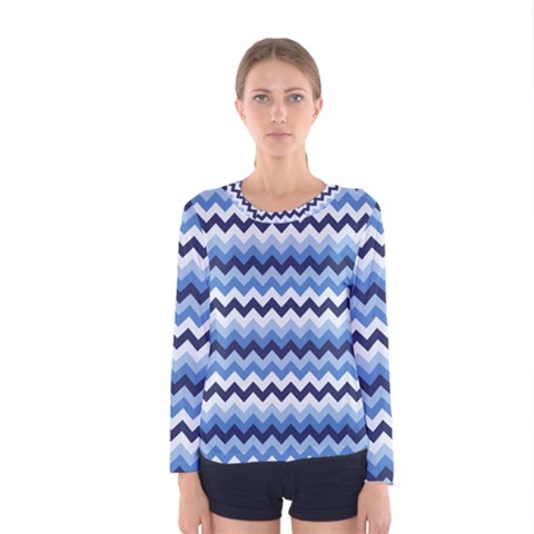 Zigzag Pattern Seamless Zig Zag Background Color Women s Long Sleeve Tee by BangZart