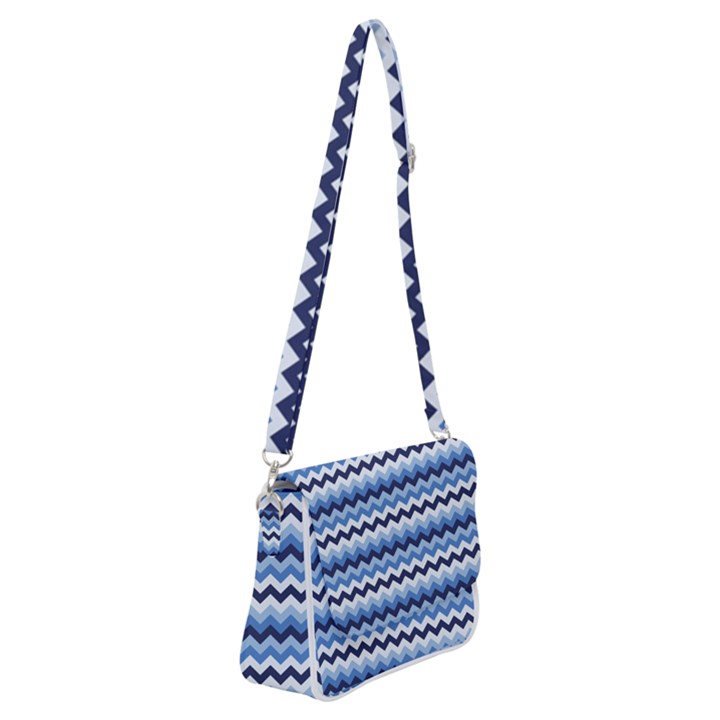 Zigzag pattern seamless zig zag background color Shoulder Bag with Back Zipper