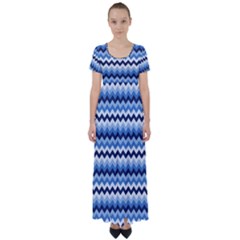Zigzag Pattern Seamless Zig Zag Background Color High Waist Short Sleeve Maxi Dress