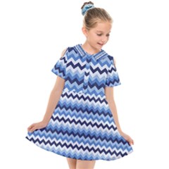 Zigzag Pattern Seamless Zig Zag Background Color Kids  Short Sleeve Shirt Dress