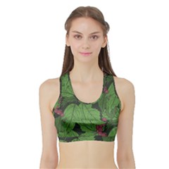 Seamless Pattern With Hand Drawn Guelder Rose Branches Sports Bra With Border