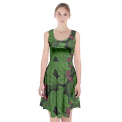 Seamless Pattern With Hand Drawn Guelder Rose Branches Racerback Midi Dress