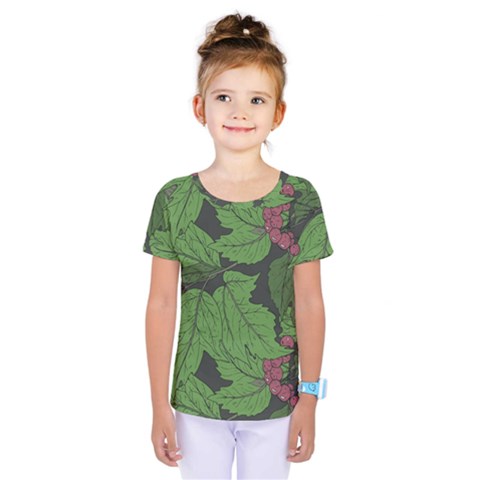 Seamless Pattern With Hand Drawn Guelder Rose Branches Kids  One Piece Tee by BangZart