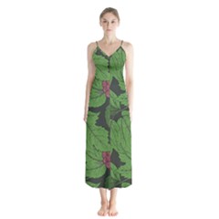 Seamless Pattern With Hand Drawn Guelder Rose Branches Button Up Chiffon Maxi Dress