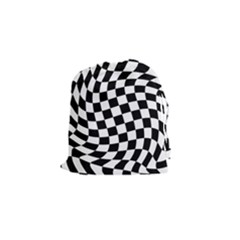 Weaving Racing Flag, Black And White Chess Pattern Drawstring Pouch (small)