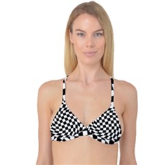 Weaving Racing Flag, Black And White Chess Pattern Reversible Tri Bikini Top