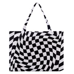 Weaving Racing Flag, Black And White Chess Pattern Zipper Medium Tote Bag