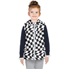 Weaving Racing Flag, Black And White Chess Pattern Kids  Hooded Puffer Vest