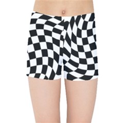 Weaving Racing Flag, Black And White Chess Pattern Kids  Sports Shorts by Casemiro