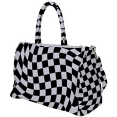 Weaving Racing Flag, Black And White Chess Pattern Duffel Travel Bag by Casemiro