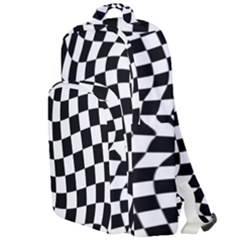 Weaving Racing Flag, Black And White Chess Pattern Double Compartment Backpack