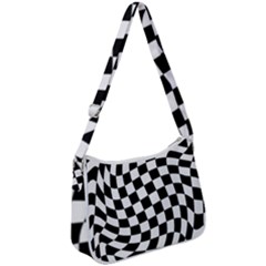 Weaving Racing Flag, Black And White Chess Pattern Zip Up Shoulder Bag by Casemiro