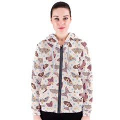 Pattern With Butterflies Moths Women s Zipper Hoodie by BangZart