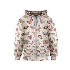 Pattern With Butterflies Moths Kids  Zipper Hoodie