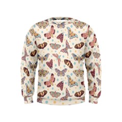 Pattern With Butterflies Moths Kids  Sweatshirt
