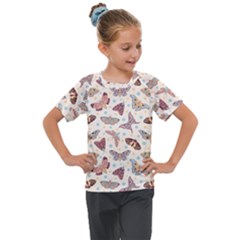 Pattern With Butterflies Moths Kids  Mesh Piece Tee