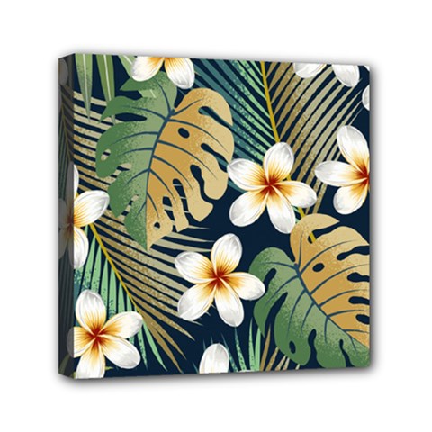 Seamless Pattern With Tropical Flowers Leaves Exotic Background Mini Canvas 6  X 6  (stretched)