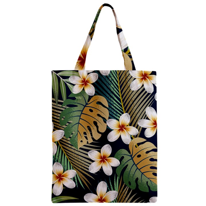 Seamless pattern with tropical flowers leaves exotic background Zipper Classic Tote Bag