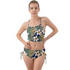 Seamless Pattern With Tropical Flowers Leaves Exotic Background Mini Tank Bikini Set