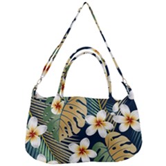 Seamless Pattern With Tropical Flowers Leaves Exotic Background Removal Strap Handbag