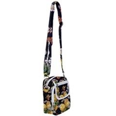 Embroidery Blossoming Lemons Butterfly Seamless Pattern Shoulder Strap Belt Bag by BangZart