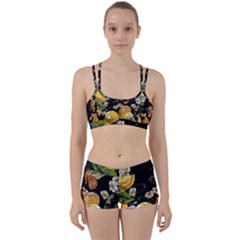 Embroidery Blossoming Lemons Butterfly Seamless Pattern Perfect Fit Gym Set