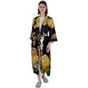 Embroidery blossoming lemons butterfly seamless pattern Maxi Satin Kimono View1