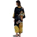 Embroidery blossoming lemons butterfly seamless pattern Maxi Satin Kimono View2