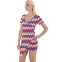 Zigzag pattern seamless zig zag background color Short Sleeve Asymmetric Mini Dress View1