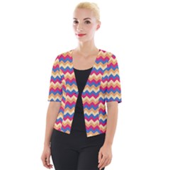 Zigzag Pattern Seamless Zig Zag Background Color Cropped Button Cardigan by BangZart