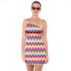 Zigzag Pattern Seamless Zig Zag Background Color One Soulder Bodycon Dress