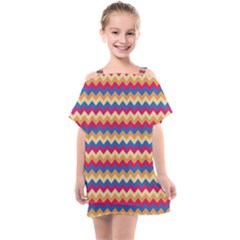 Zigzag Pattern Seamless Zig Zag Background Color Kids  One Piece Chiffon Dress by BangZart