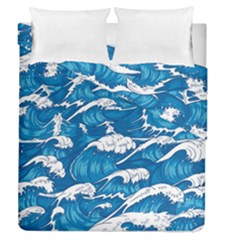 Storm Waves Seamless Pattern Raging Ocean Water Sea Wave Vintage Japanese Storms Print Illustration Duvet Cover Double Side (queen Size)