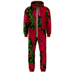 Seamless Pattern With Colorful Bush Roses Hooded Jumpsuit (men) 