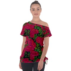 Seamless Pattern With Colorful Bush Roses Tie-up Tee