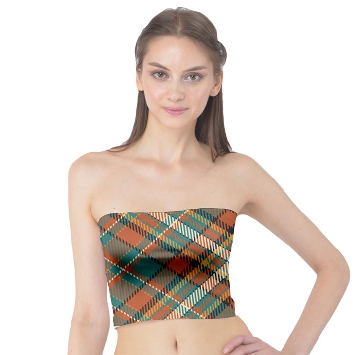 Tartan scotland seamless plaid pattern vector retro background fabric vintage check color square Tube Top