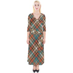 Tartan Scotland Seamless Plaid Pattern Vector Retro Background Fabric Vintage Check Color Square Quarter Sleeve Wrap Maxi Dress