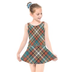 Tartan Scotland Seamless Plaid Pattern Vector Retro Background Fabric Vintage Check Color Square Kids  Skater Dress Swimsuit