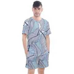 Tropical Flower Seamless Pattern Men s Mesh Tee And Shorts Set