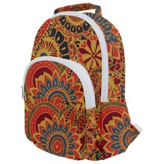 Bright Seamless Pattern With Paisley Elements Hand Drawn Wallpaper With Floral Traditional Rounded Multi Pocket Backpack