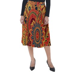 Bright Seamless Pattern With Paisley Elements Hand Drawn Wallpaper With Floral Traditional Classic Velour Midi Skirt  by BangZart
