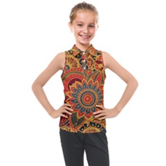 Bright Seamless Pattern With Paisley Elements Hand Drawn Wallpaper With Floral Traditional Kids  Sleeveless Polo Tee