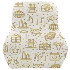 Birthday Party Seamless Pattern Gold Party Decor Elements Birthday Cake Gift Confetti Festive Event  Car Seat Back Cushion 