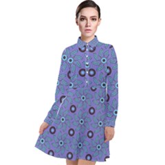 Floral Seamless Pattern Long Sleeve Chiffon Shirt Dress