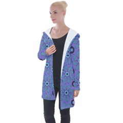 Floral Seamless Pattern Longline Hooded Cardigan by BangZart