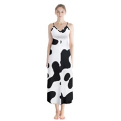 Cow Pattern Button Up Chiffon Maxi Dress