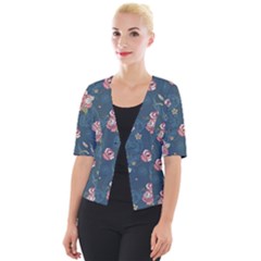 Vintage Flowers Pattern Cropped Button Cardigan