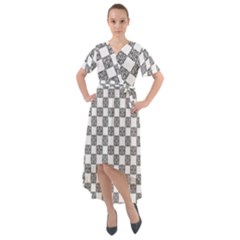 Seamless Tile Derivative Pattern Front Wrap High Low Dress