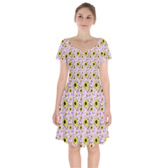 Hawaii Ghost Lilac Short Sleeve Bardot Dress